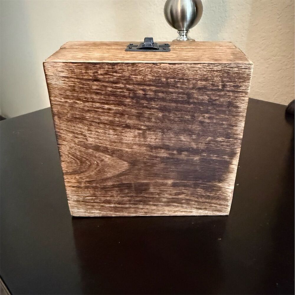 German Hand-Carved Wooden Jewelry Box with Hinged Lid Floral Design - Picture 5 of 5